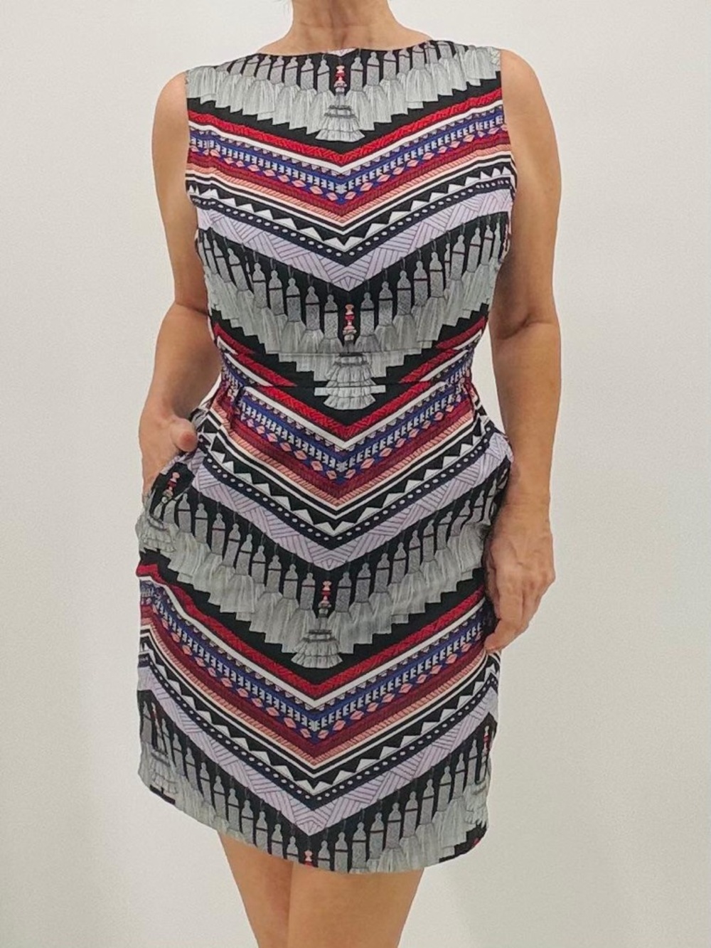Mara Hoffman Boho Abstract Print Tribal Aztec Cut Out Open Back Mini Dress